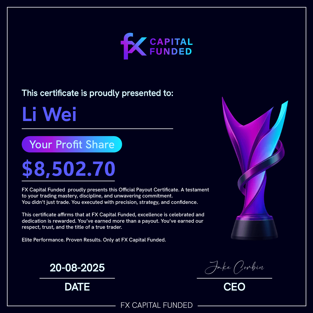 Fx Capital Funded Payout Certificate - $8,502